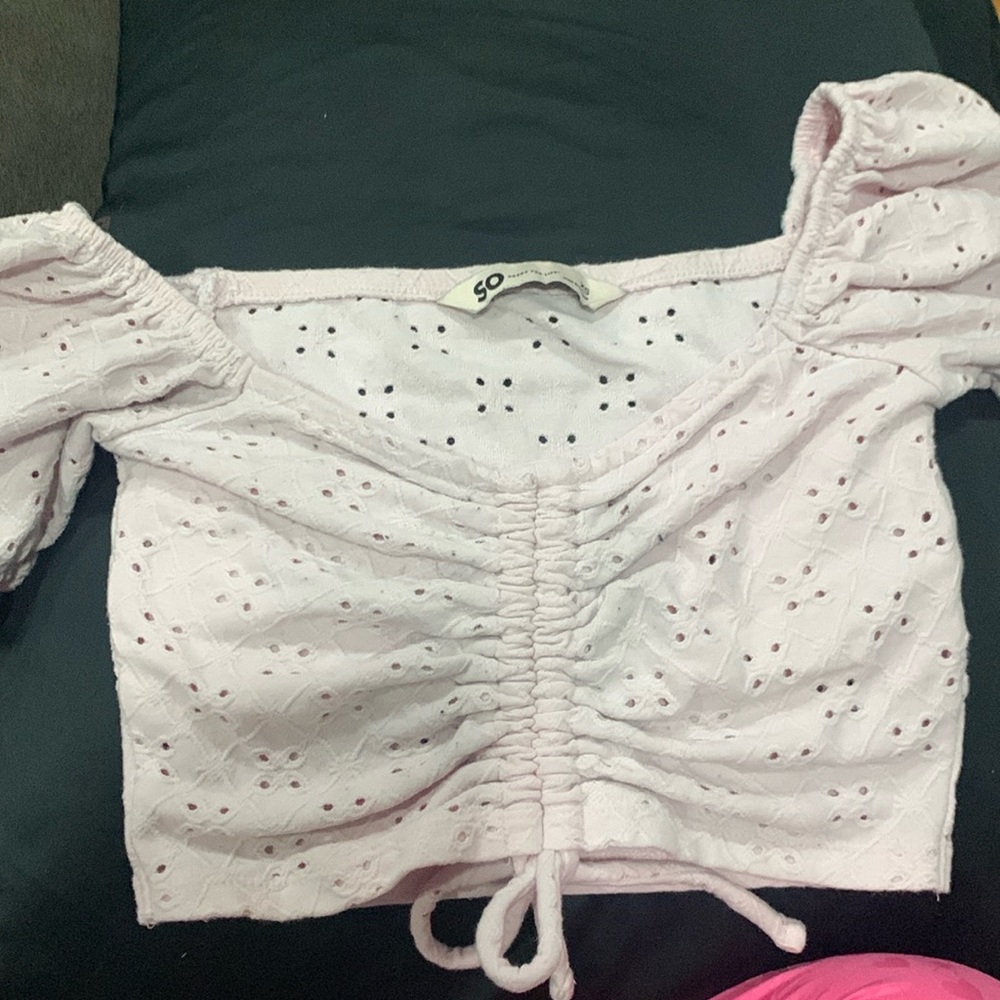 Pink off the shoulder crop top